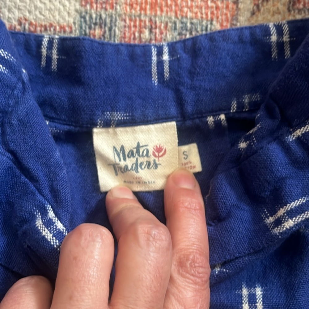 Mata Traders 100% Cotton Ikat Woven Button Up Tank Top - Picture 4 of 8